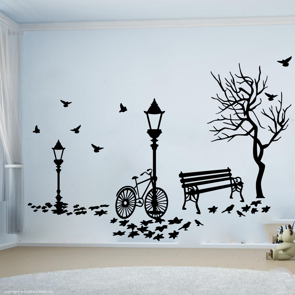 Interior Design Magazine - Современный Осенний Пейзаж Велосипед Дерево Уличный