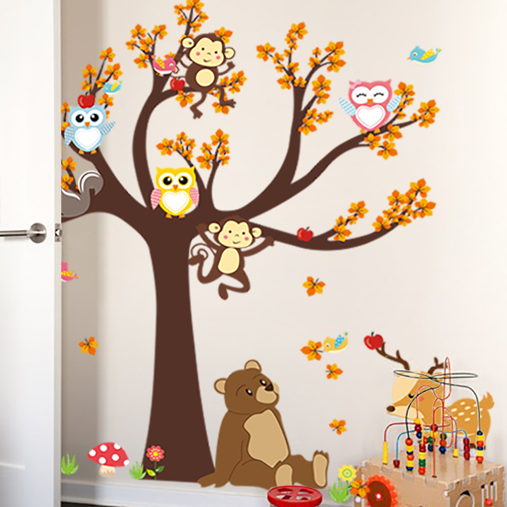Interior Design Magazine - Наклейки для детских комнат, сова, обезьяна,