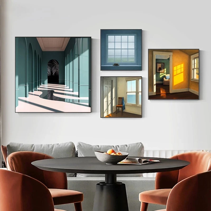 Interior Design Drawing - Скандинавское окно снаружи пейзаж холст картина